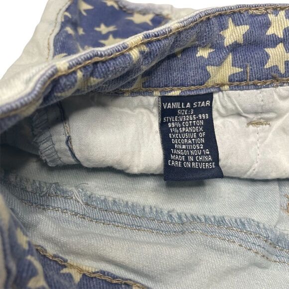 Vanilla Star Jean Shorties Cut Off Stars Stripes Flag Distressed Shorts Womens 3 - Picture 7 of 8
